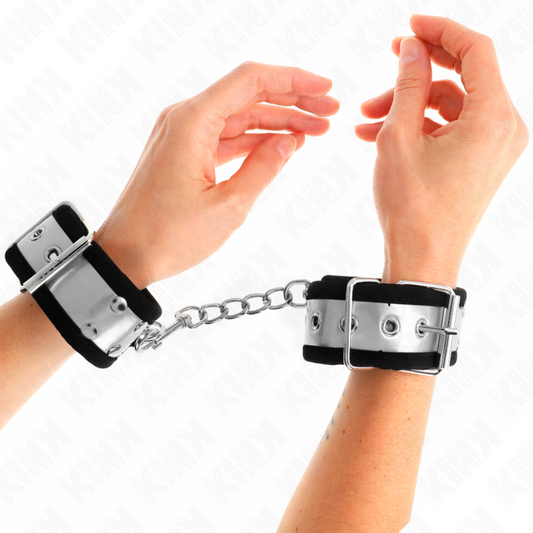 KINK - THIN WRIST CUFF BLACK/SILVER 30 X 4 CM