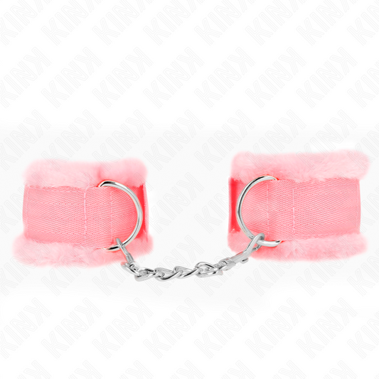 KINK - FUR-LINED WRIST CUFF PINK ADJUSTABLE 17-31 CM X 7 CM