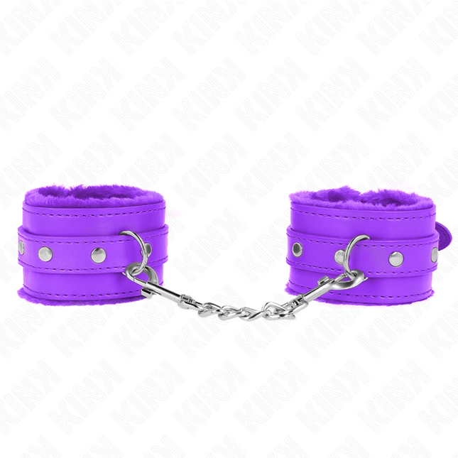 KINK - PREMIUM FUR-LINED WRIST CUFF PURPLE WITH PURPLE BELT ADJUSTABLE 17-29 CM X 6 CM
