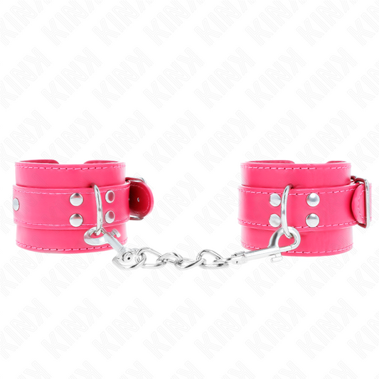 KINK - RASPBERRY ROSE WRIST CUFFS WITH RASPBERRY ROSE LINING ADJUSTABLE 20-28 CM X 5.5 CM