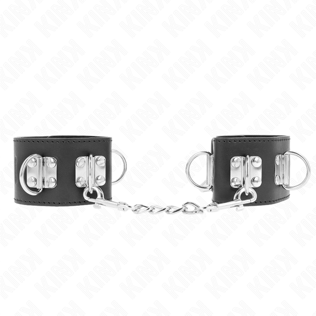 KINK - MULTIPOSITION WRIST CUFFS WITH PADLOCK CLOSURE BLACK ADJUSTABLE 16-23 CM X 5.5 CM