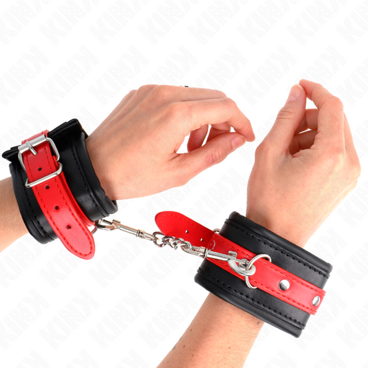 KINK - ESPOSAS NEGRAS CON CINTURÓN ROJO AJUSTABLES 17-28 CM X 6 CM