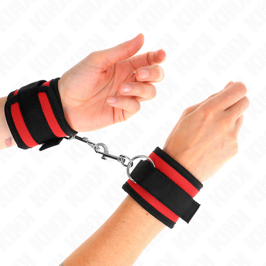 KINK - ESPOSAS DE NYLON CON CIERRE DE VELCRO ROJO-NEGRO MODELO 2 AJUSTABLE 18-35 CM X 6 CM