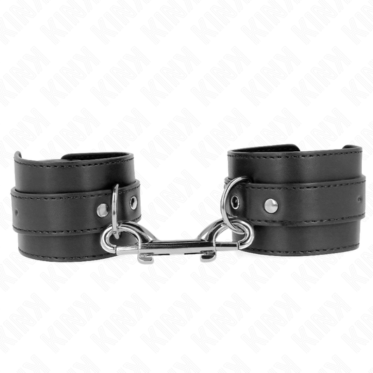KINK - WRIST CUFF - SINGLE ROW OF STUD AND LARGE BUCKLE BLACK ADJUSTABLE 17-28 CM X 5 CM
