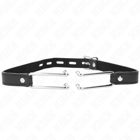KINK - METAL HOOK GAG 11.5 CM WITH FAUX LEATHER STRAP ADJUSTABLE 39-58 CM X 2 CM