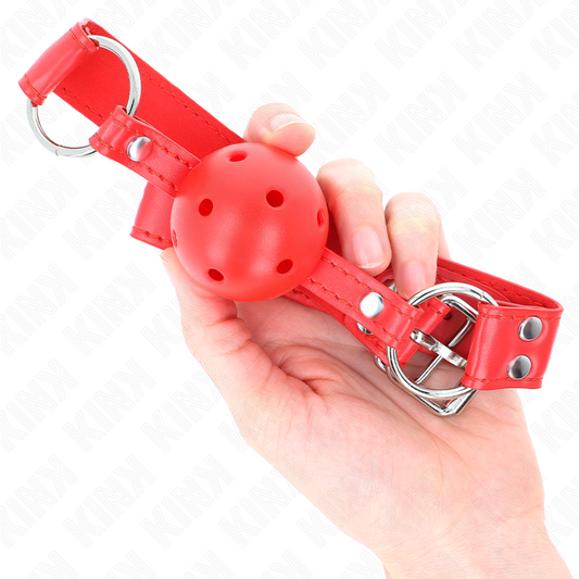 KINK - MORDAZA DE BOLA HUECO ROJA COMPLETA 62 x 2 CM