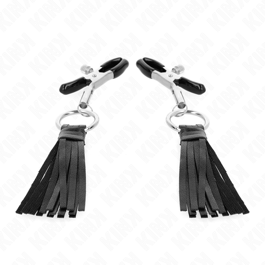 KINK - FAUX LEATHER TASSELS NIPPLE CLAMPS 6 CM