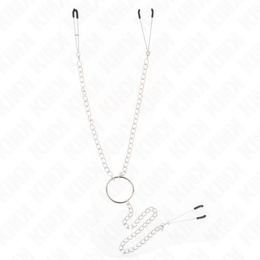 KINK - ABRAZADERAS TRIPLES PARA PEZONES Y PENE CON CADENA MODELO 1