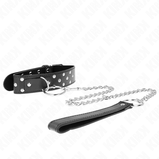 KINK - RING RIVET BAND NECKLACE WITH BELT 65 CM BLACK ADJUSTABLE 36-50 CM X 3.8 CM