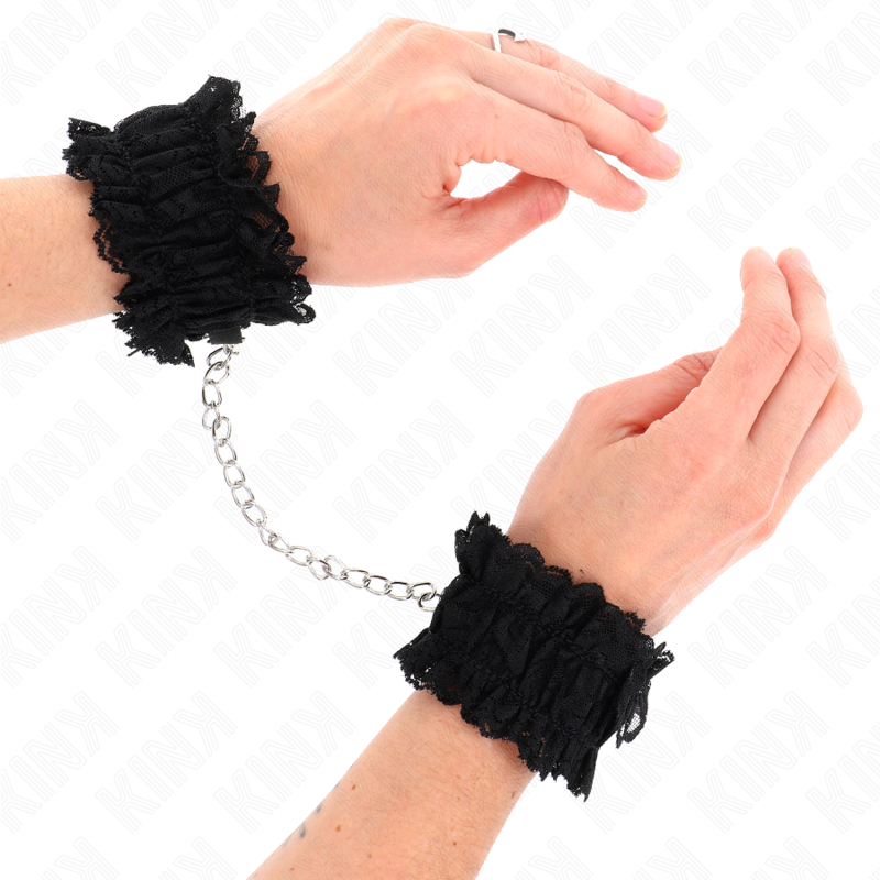 KINK - ELASTIC WRIST CUFF MADE OF BLACK LACE