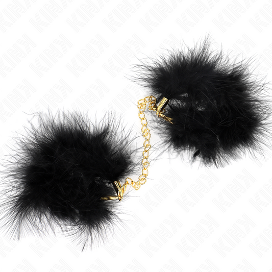 KINK - FEATHER HANDCUFFS WITH GOLD CHAIN