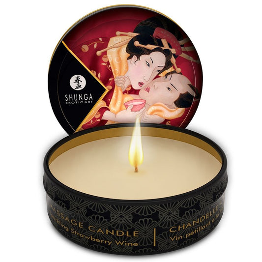 SHUNGA - MINI CARESS BY CANDELIGHT VELA DE MASAJE FRESA Y CAVA 30 ML