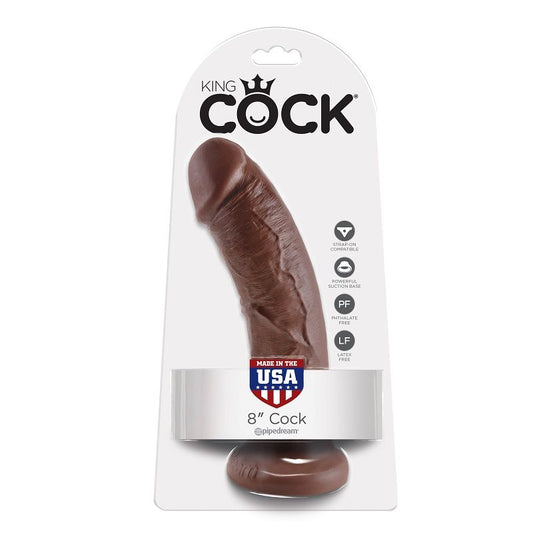 KING COCK - 8 POLLAS MARRONES 20,3 CM