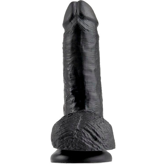 KING COCK - 7 DILDOS NEGROS CON HUEVOS 17.8 CM