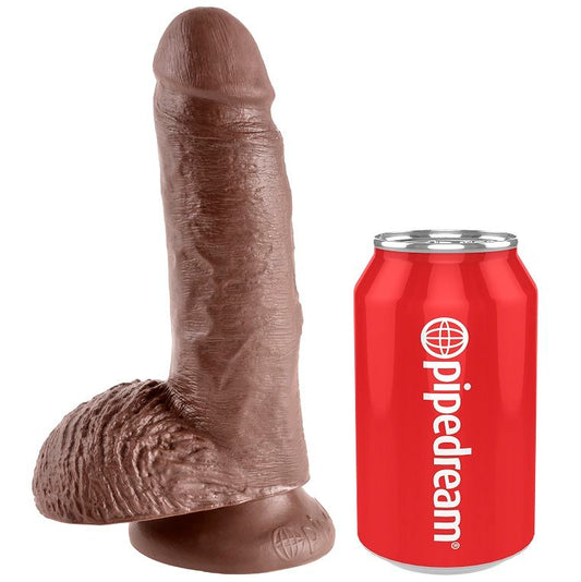 KING COCK - 7 DILDOS MARRONES CON HUEVOS 17.8 CM