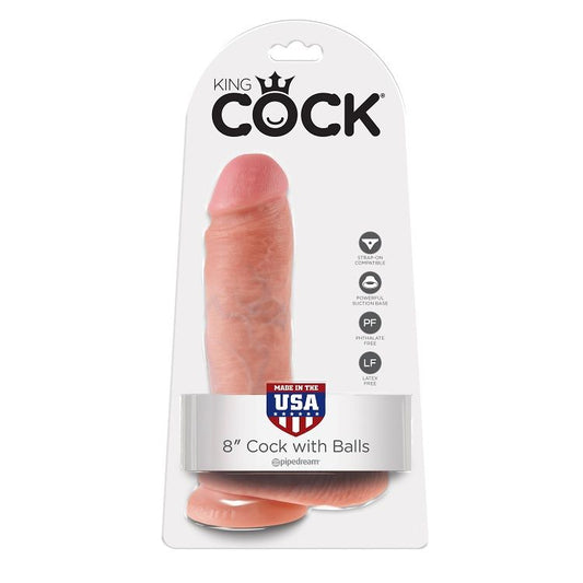 KING COCK - 8 DILDOS DE CARNE CON HUEVOS 20,3 CM