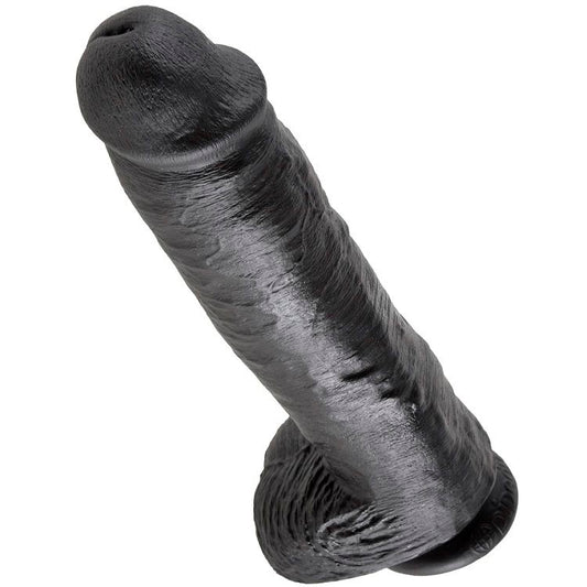 KING COCK - 11 BLACK DILDO WITH EGGS 28 CM