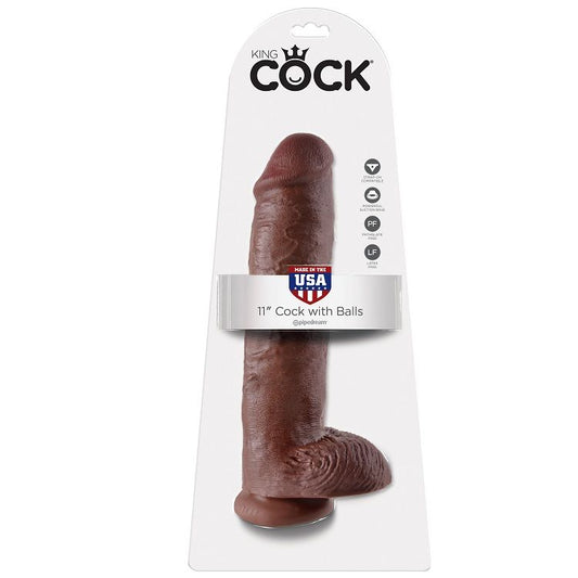 KING COCK - 11 DILDO BROWN WITH EGGS 28 CM