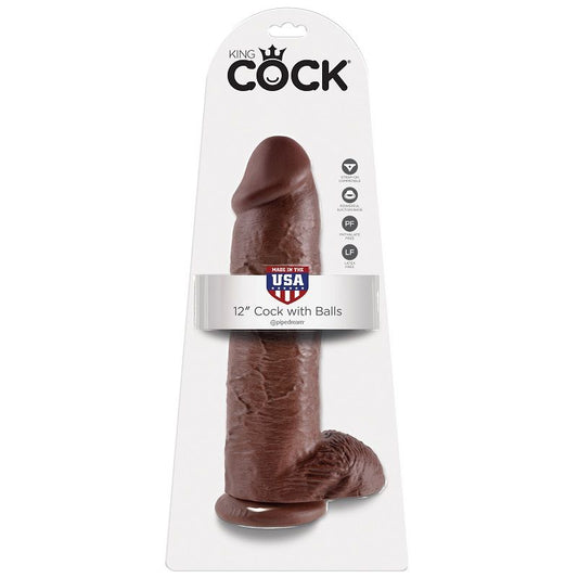 KING COCK - 12 DILDO BROWN WITH EGGS 30.48 CM