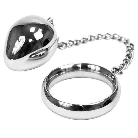 METAL HARD - ANILLO PARA EL PENE 45MM + CADENA CON BOLA DE METAL