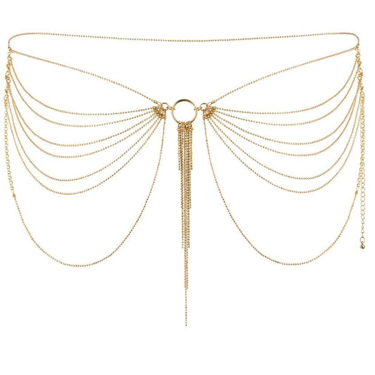 BIJOUX - MAGNIFICA JOYERÍA DE CADENA DE METAL PARA CINTURA DORADA