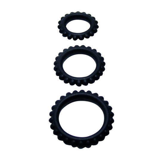 BAILE - TITAN SET 3PCS COCKRING BLACK 2.8 + 2.4 + 1.9 CM