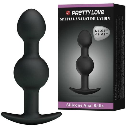 PRETTY LOVE - BOLAS ANALES DE SILICONA CON ESTIMULACIÓN ESPECIAL 10,3 CM NEGRO