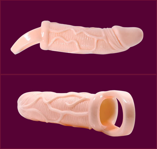 BAILE - PENIS EXTENSION SLEEVES WITH VIBRATION AND TESTICLE STRAP 13.5 CM