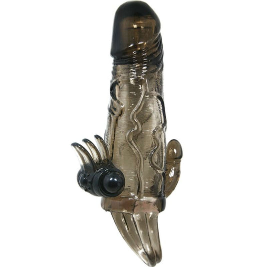 BAILE - BRAVE MAN FUNDAS PARA EL PENE CON ESTIMULACIÓN DE CLÍTORIS Y ANAL DOBLE BOLA NEGRA 16,5 CM