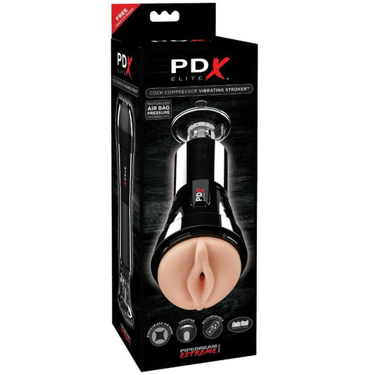 PDX ELITE - VIBRATING STROKER WITH COCK COMPRESSOR