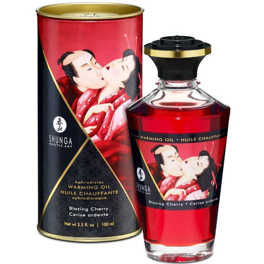 SHUNGA - MASSAGE OIL WITH HEATING EFFECT INTENSE CHERRY FLAVOR 100 ML