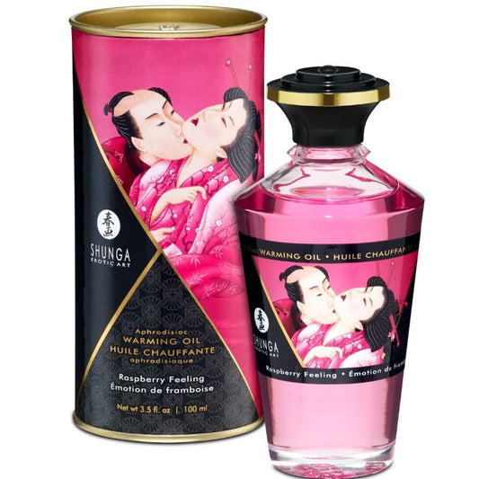 SHUNGA - MASSAGE OIL WITH HEATING EFFECT, INTENSE RASPBERRY FLAVOR, 100 ML