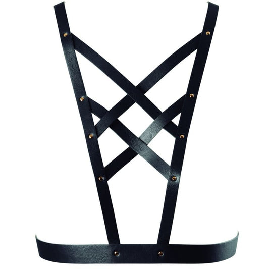 BIJOUX - INDISCRETS MAZE CROSSED CUTOUT HARNESS BLACK