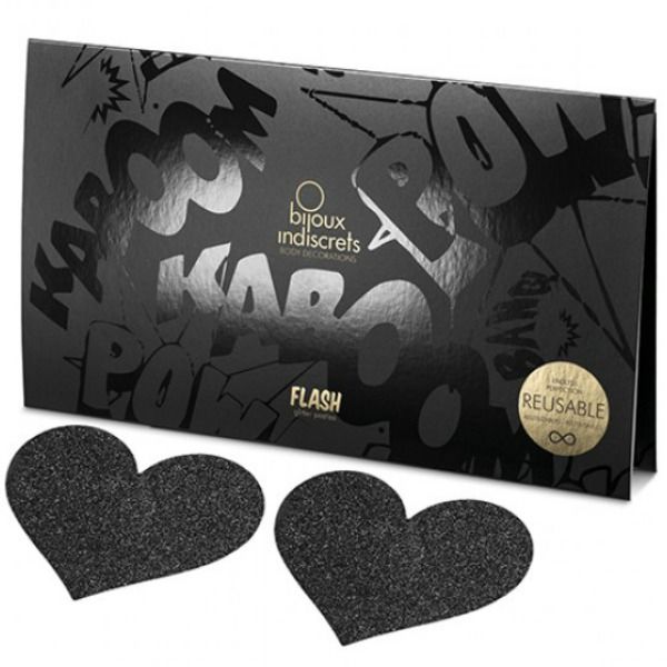 BIJOUX - INDISCRETS FLASH BLACK HEART NIPPELCOVER
