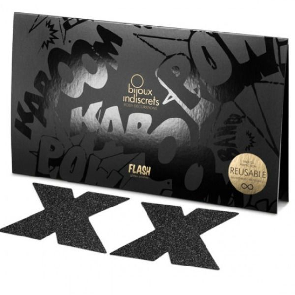 BIJOUX - INDISCRETS FLASH CROSS SCHWARZE NIPPELCOVER