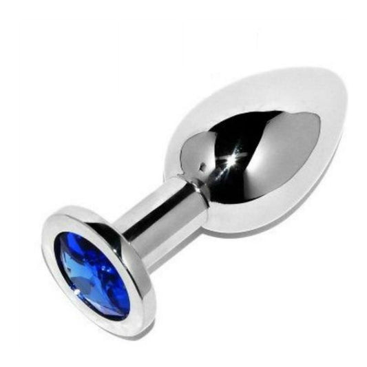 METAL DURO - PLUG ANAL DIAMANTE AZUL PEQUEÑO 5,71 CM
