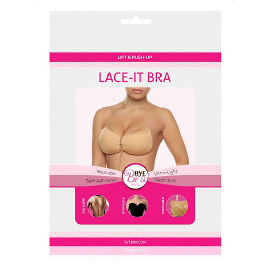 BYE-BRA - Sujetador push-up con encaje, color beige, copa D
