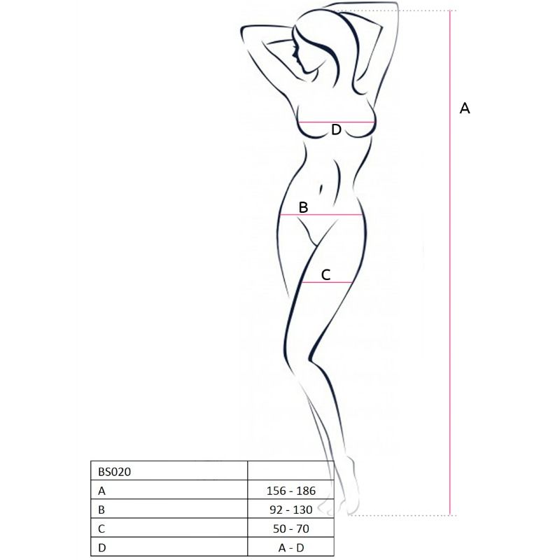 PASIÓN - MUJER BS020 BODYSTOCKING BLANCO, TALLA ÚNICA