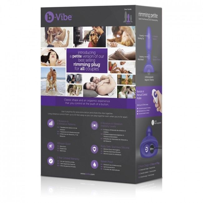 B-VIBE - PLUG ANAL RIMMING CON CONTROL REMOTO PETITE LILA