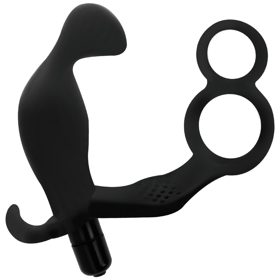 ANALPLUG MIT DOPPELTEM PENISRING UND HODEN