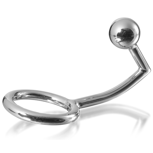 METAL HARD - ANILLO PARA EL PENE CON GANCHO DE INTRUSIÓN ANAL, 45 MM