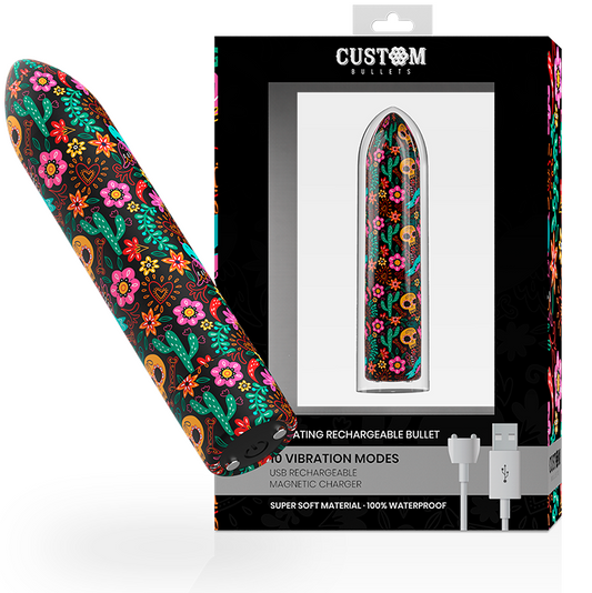 BALAS PERSONALIZADAS - BALA RECARGABLE FLORAL 10 INTENSIDADES