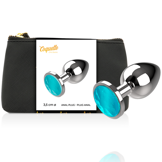 COQUETTE TOYS - PLUG ANAL METAL COLOR AZUL TALLA M 3.5 X 8CM