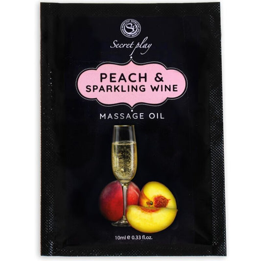 SECRETPLAY - ACEITE DE MASAJE DE MELOCOTÓN Y VINO ESPUMOSO SOBRES 10 ML