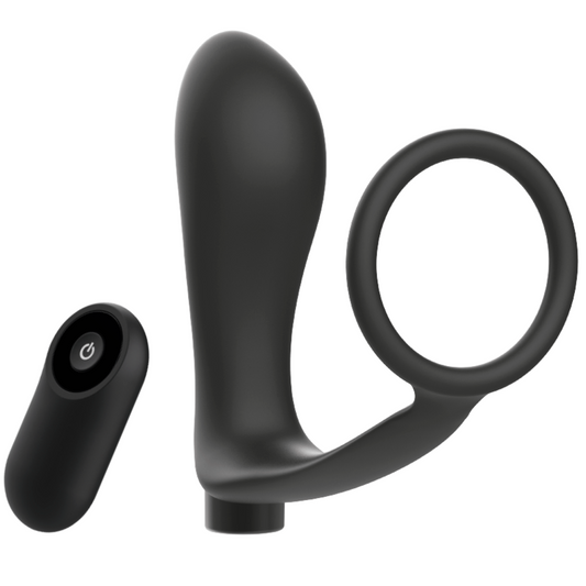 ANILLO PARA EL PENE CON PLUG ANAL CON CONTROL REMOTO