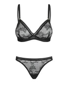 030418 Set aus Bügel-BH Spitze und String - L (BH 75C/80B & Panty 40) - L / black - Sexy Dessous-Set