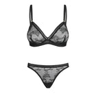 030418 Set aus Bügel-BH Spitze und String - L (BH 75C/80B & Panty 40) - L / black - Sexy Dessous-Set