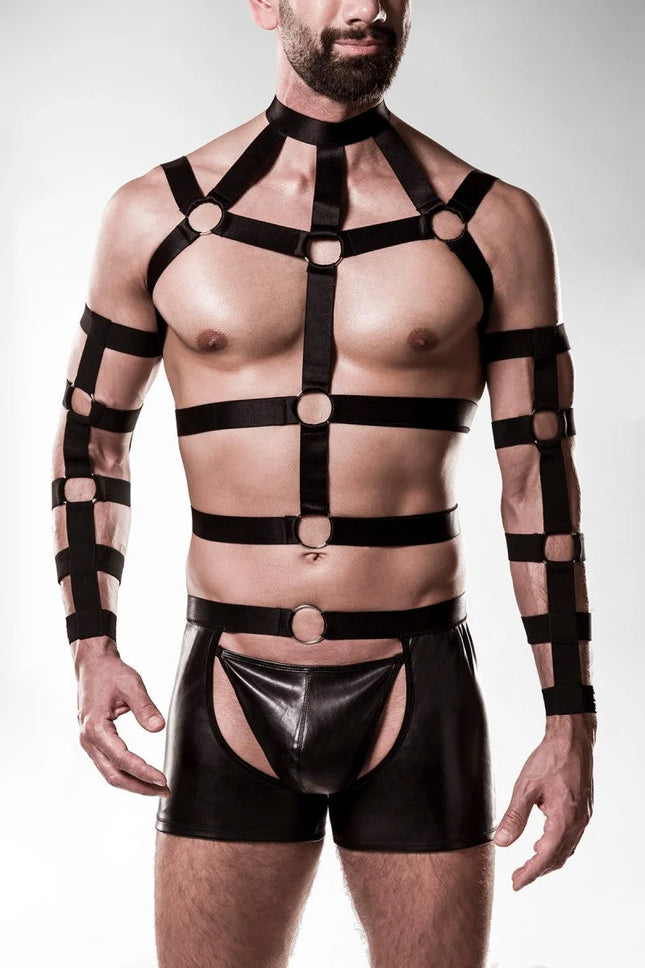 5-teilges Harness-Set 20050 von Grey Velvet - S/M / schwarz - Herren-Harness-Set