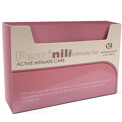 Rosa und cremefarbener karton feminil intimate gel mit 12 monodosen für 500 cosmetics wasserbasiertes gleitgel