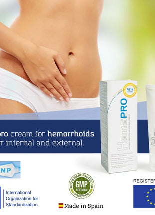 Weiße tube hemapro creme von 500 cosmetics zur behandlung von inneren und äußeren hämorrhoiden